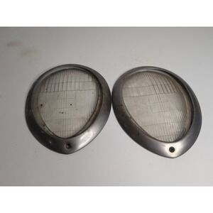 PAIR 2 1939 Ford TWOLITE 91A Teardrop HeadLight LENS w TRIM RINGS BEZELS